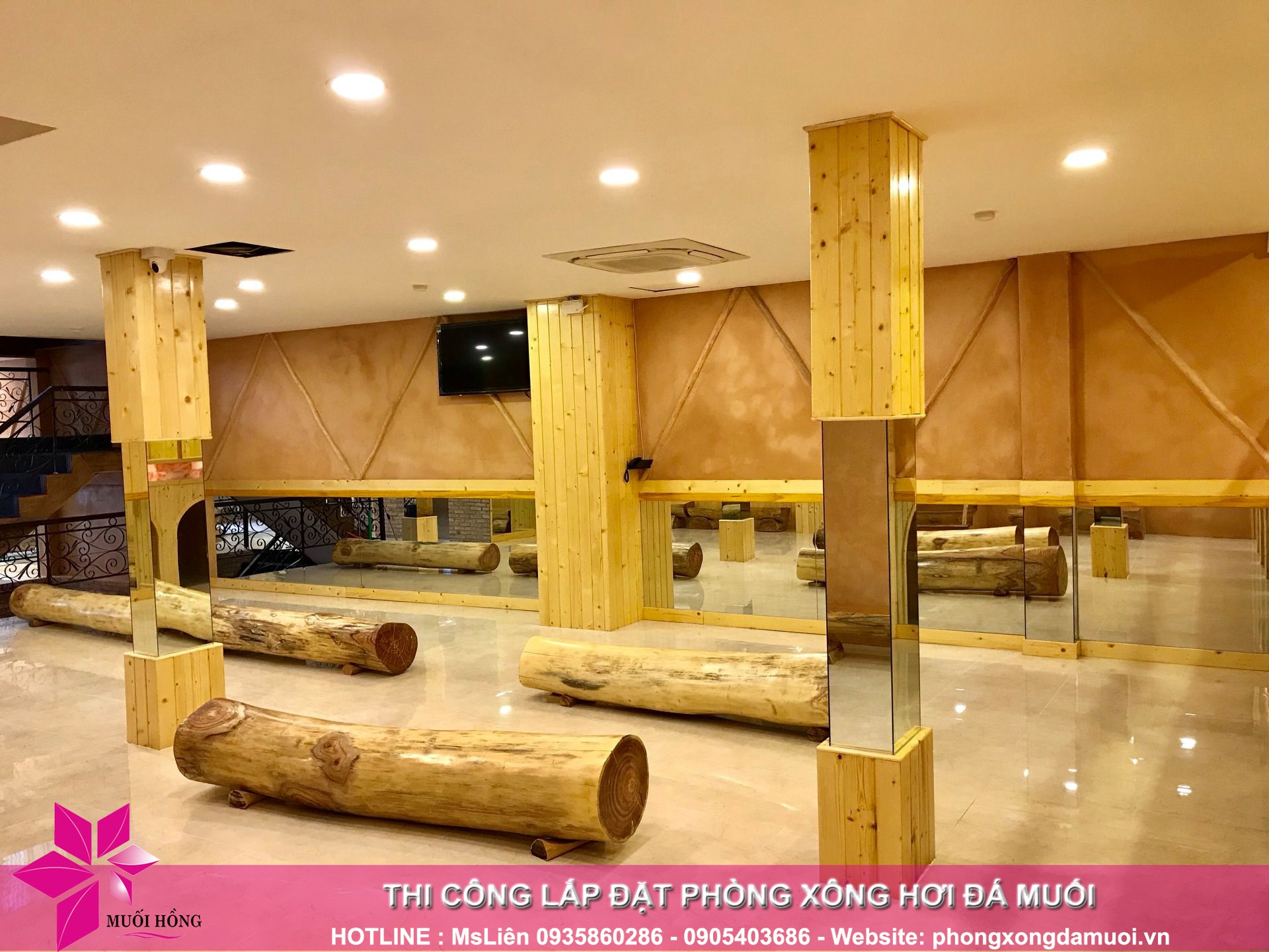 Xây dựng nội thất Jjim Jil Bang gỗ thông Temple Leaf Spa Land